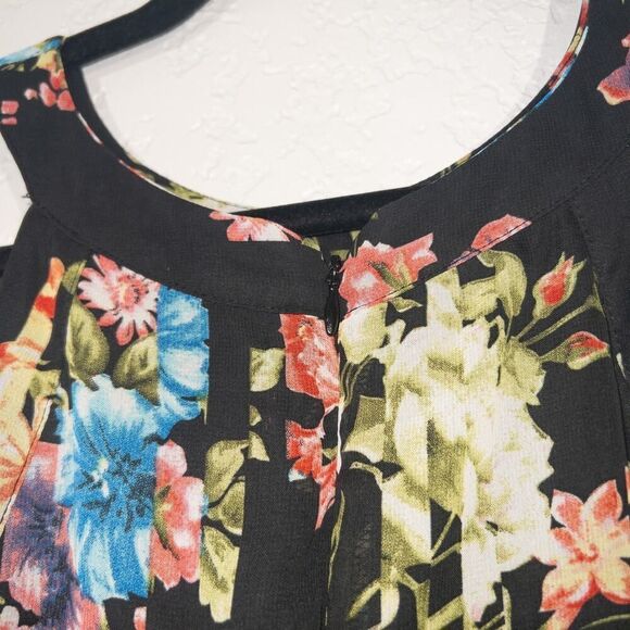 Betsey Johnson Floral Chiffon Halter Swing Dress‎ Size 8 - Picture 7 of 8